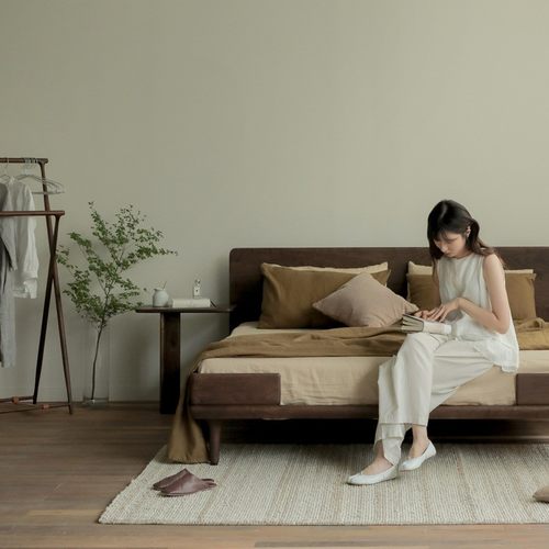 现代简约全实木床黑胡桃木新中式主卧双人床简约诧寂风大气