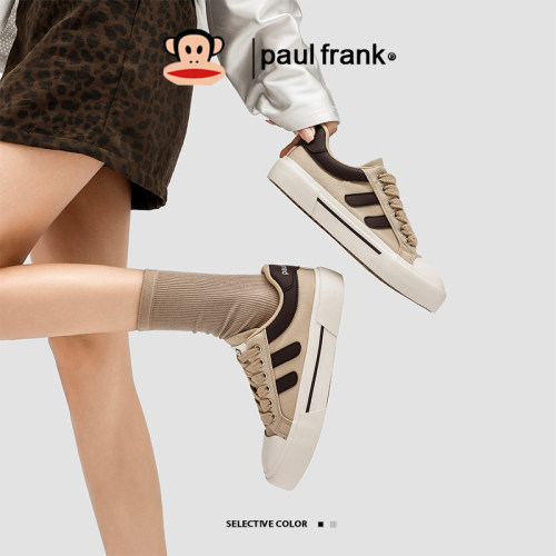 大嘴猴休闲帆布鞋低帮拼色厚底女鞋巨好看百搭春季新款日常板鞋