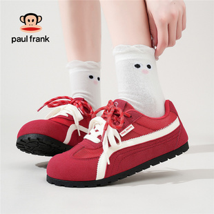 百搭小众设计网面透气休闲鞋 大嘴猴红色德训鞋 夏季 2025新款 子 女鞋