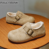 防寒防冻一脚蹬轻便女鞋 大嘴猴勃肯鞋 加绒保暖棉鞋 新款 女冬季