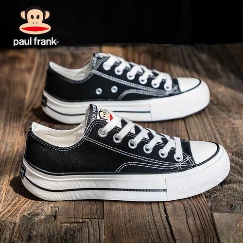 大嘴猴正品厚底翘跟帆布鞋百搭女