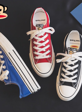 大嘴猴帆布鞋女鞋2026春夏新款红色厚底透气百搭休闲板鞋低帮布鞋