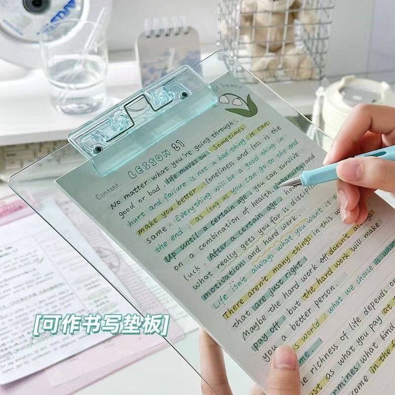 透明亚克力板夹文件夹试卷考试专用垫板中高考收纳整理神器高颜值a4夹板学生写字板资料夹办公用品