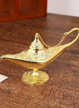新款轻奢风阿拉丁神灯 合金高档金属质感欧式古典工艺品桌面摆件