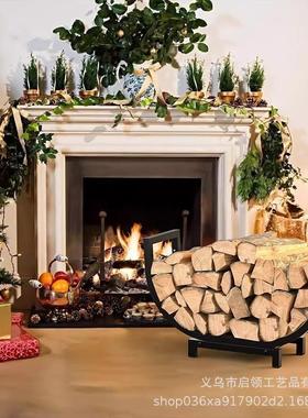 跨境室内户外壁炉工具燃烧柴火架木柴堆放储木架整理摆放收纳铁架