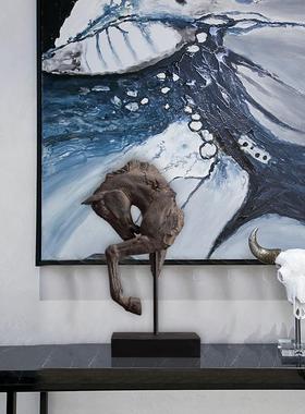 美式风格仿古将军马头摆饰家居软装饰品树脂摆件客厅玄关书房摆设