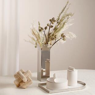 极简设计感不锈钢金属花器高级感花瓶样板房客厅酒店桌面花器摆件