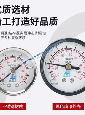 Mindman台湾金器气动压力表PG20/25/33S PG40-CH PG50-W-1K/3K/4K