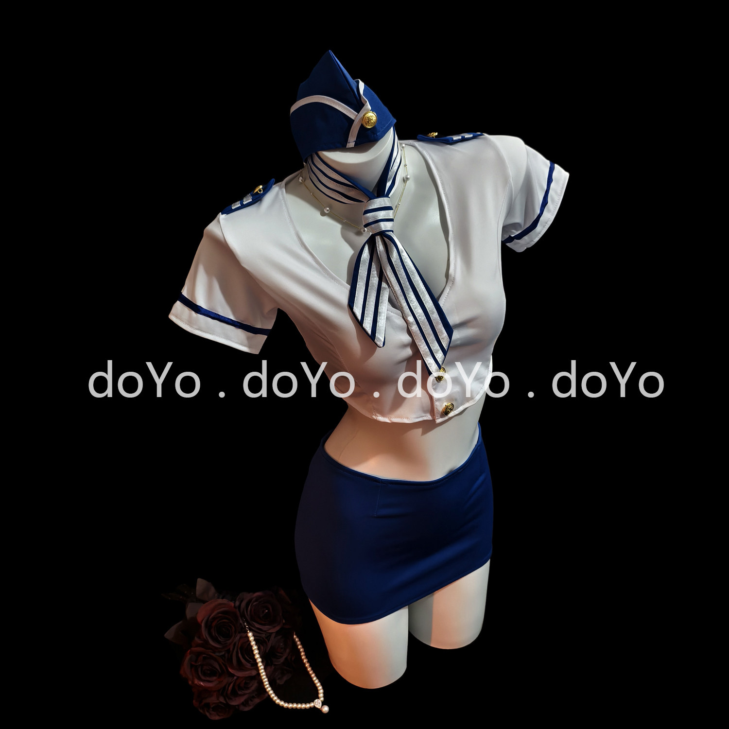 doYo情趣内衣战袍性感空姐制服诱惑小胸大尺度纯欲包臀羞耻风qqny