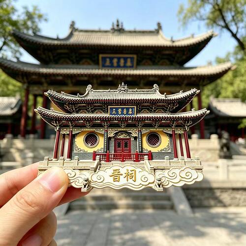 山西晋祠立体冰箱贴 圣母殿鱼沼飞梁古建模型 太原旅游文创纪念品