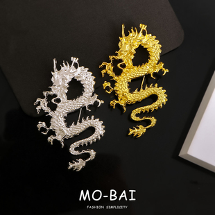 复古金色龙形胸针女中国风高级感别针配饰西装大衣胸花领针配饰品