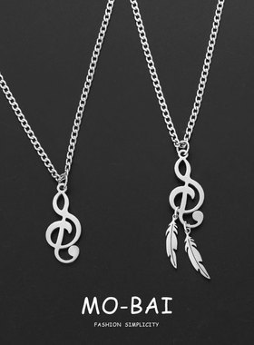 羽毛音符项链新款2024爆款ins个性创意男女轻奢小众吊坠不掉色潮