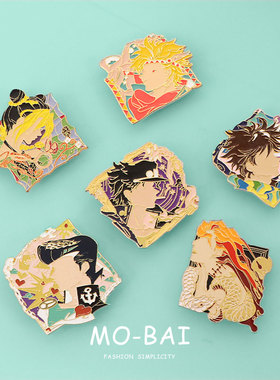 jojo的奇妙冒险同人周边空条承太郎胸针日系卡通仿珐琅金属徽章潮