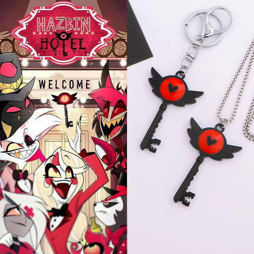 Hazbin Hotel地狱客栈钥匙吊坠KeeKee化身爱心钥匙金属项链二次元