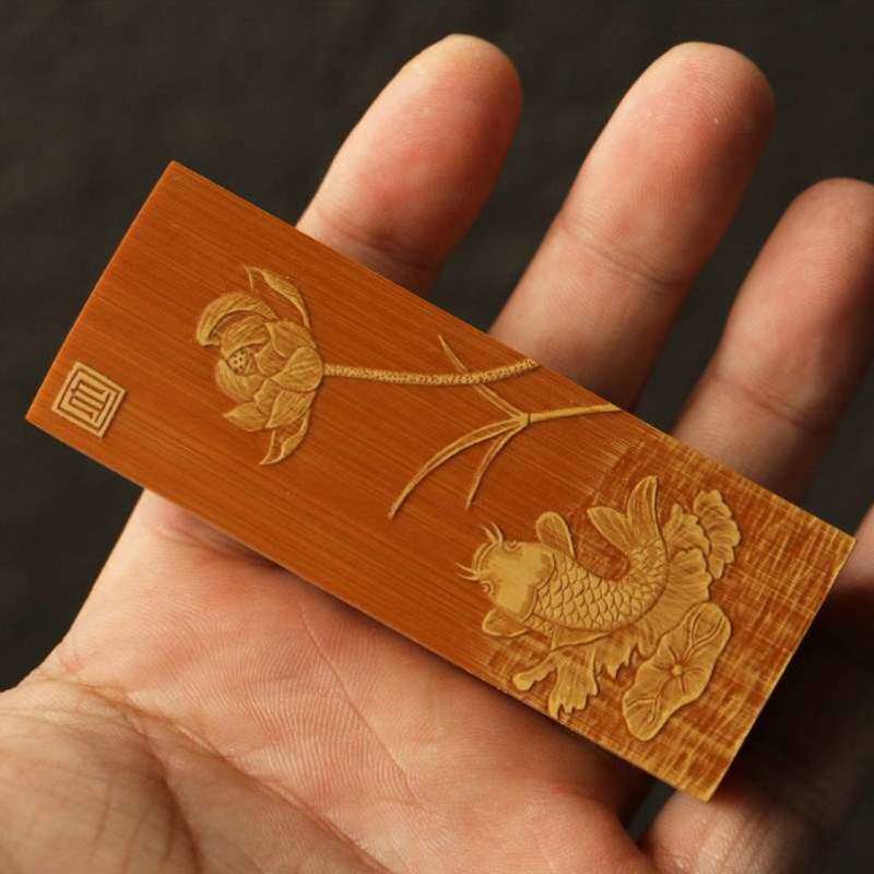 竹雕东阳把件裘立名家老玉竹刚本工十几年精工把玩牙签盒留青雕刻