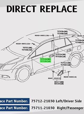 车门窗玻璃外挡水压条密封胶条75712-21030赛恩TC Scion 2005TC
