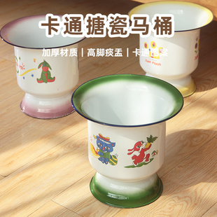 加厚幼儿搪瓷痰盂坐便器家用马桶尿盆起夜桶老式大号高脚便盆