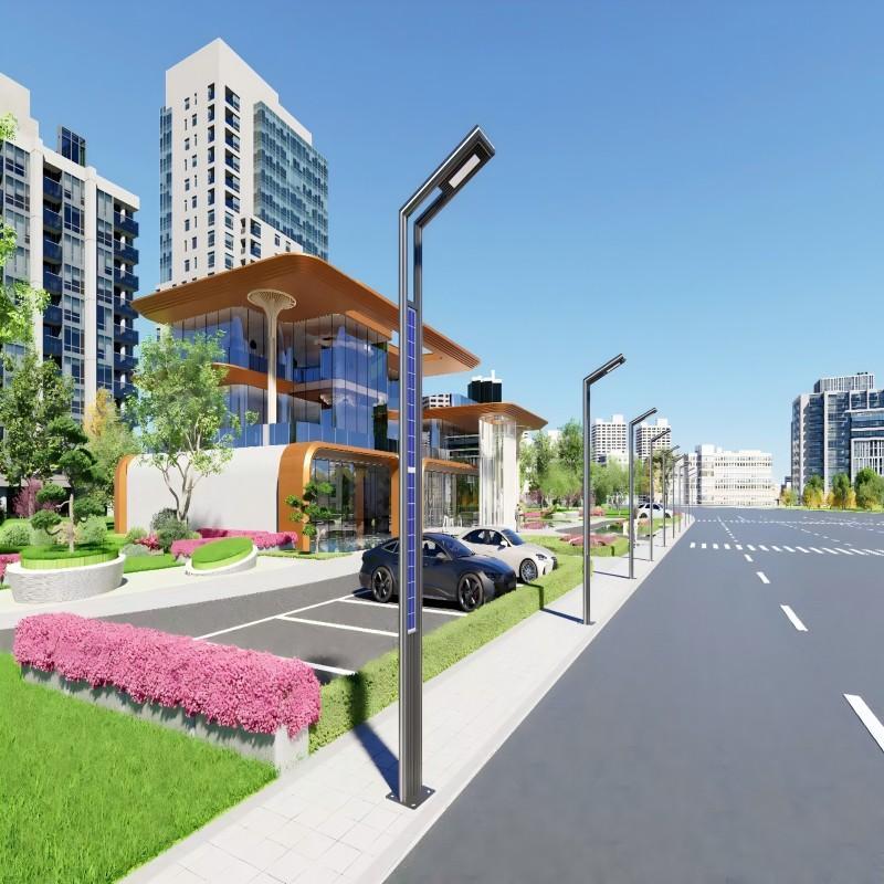 太阳能庭院灯led路灯户外杆铝型材小区照明景观灯园林花园高杆灯