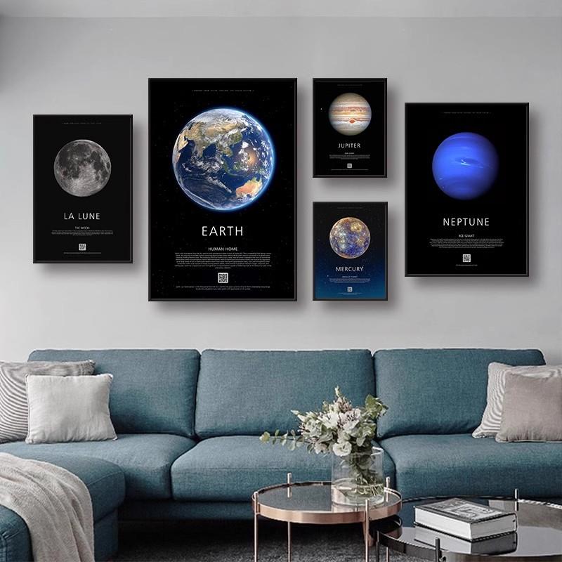太空宇宙主题装饰画星空月球银河系地球挂画客厅儿童房卧室壁画