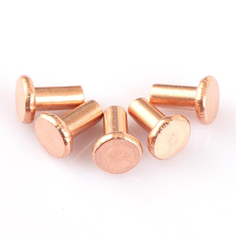 【φ2-φ4】平头实心紫铜铆钉导电性能佳红铜窝钉