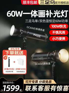 新品INKEE影器GC60影视手电单双色温60W 柔光摄影灯影室灯便携