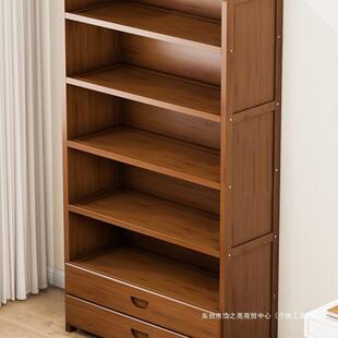 书架落地置物架家用实木卧室桌面多层收纳架省空间楠竹简易书柜子