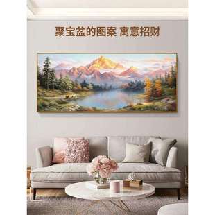 大芬村日照金山手绘油画写实山水风景聚宝盆客厅装饰画挂画高端