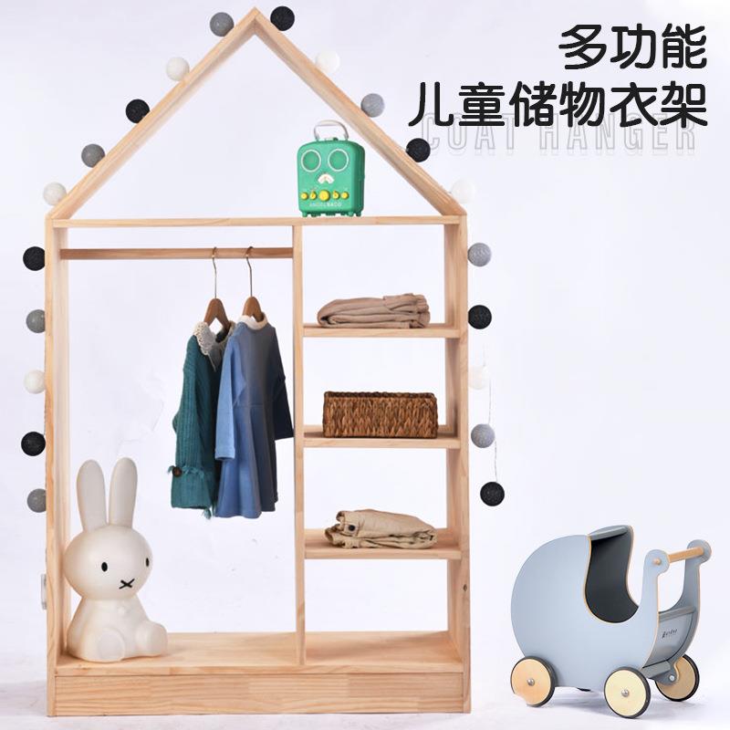 橱窗展示架童装货架陈列架服装店衣架落地挂衣架木儿童衣服置物架