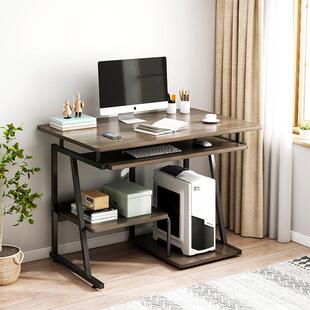 电脑桌带主机位桌椅带椅轻奢家用书桌房间用卧室带书架学生写字桌