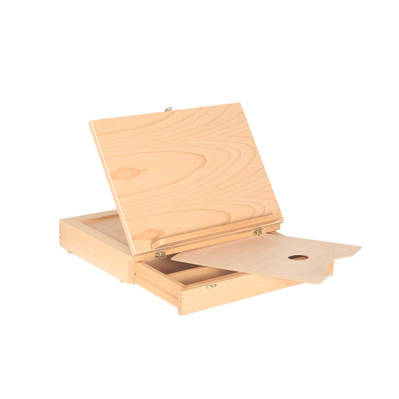 画材榉木油画抽屉式画盒桌面画架实木手提画箱便携式油画箱多功能