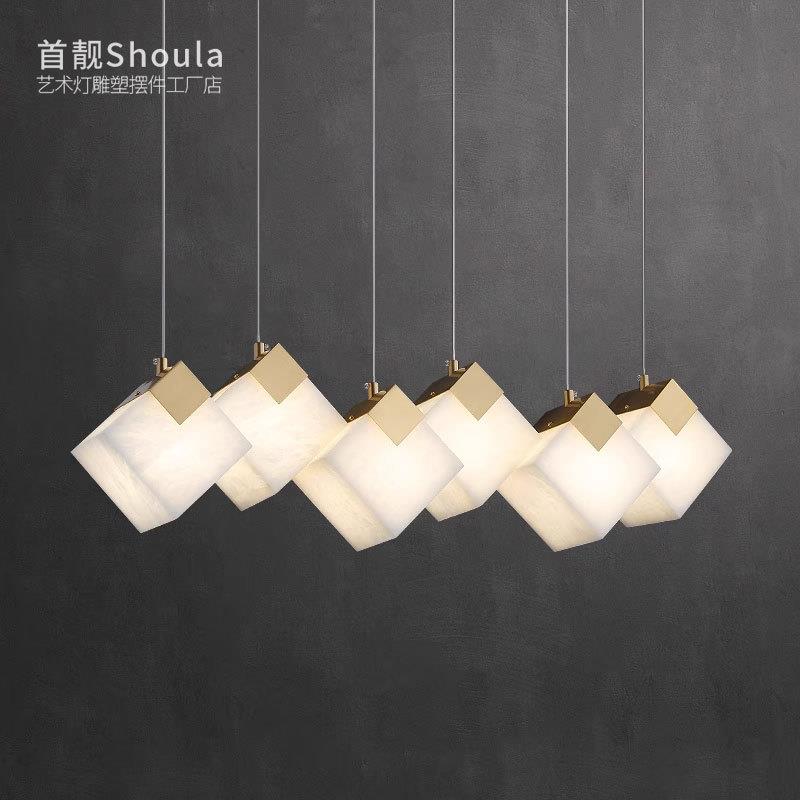 云石全铜吊灯轻奢现代新中式创意餐厅吧台设计师个性茶室书房灯具