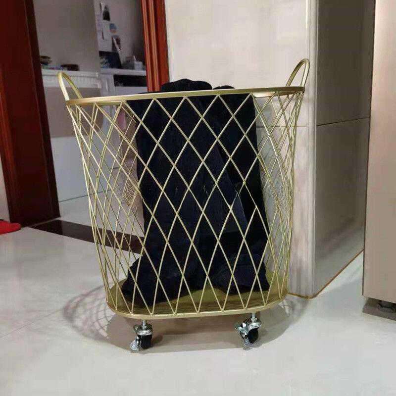 北欧浴室脏衣篓洗衣篮垃圾桶衣物玩具收纳蓝脏衣服收纳框金色默认