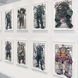 忍者神龟挂画玩具店卡通版画游乐园装饰画工作室儿童房卧室墙壁画