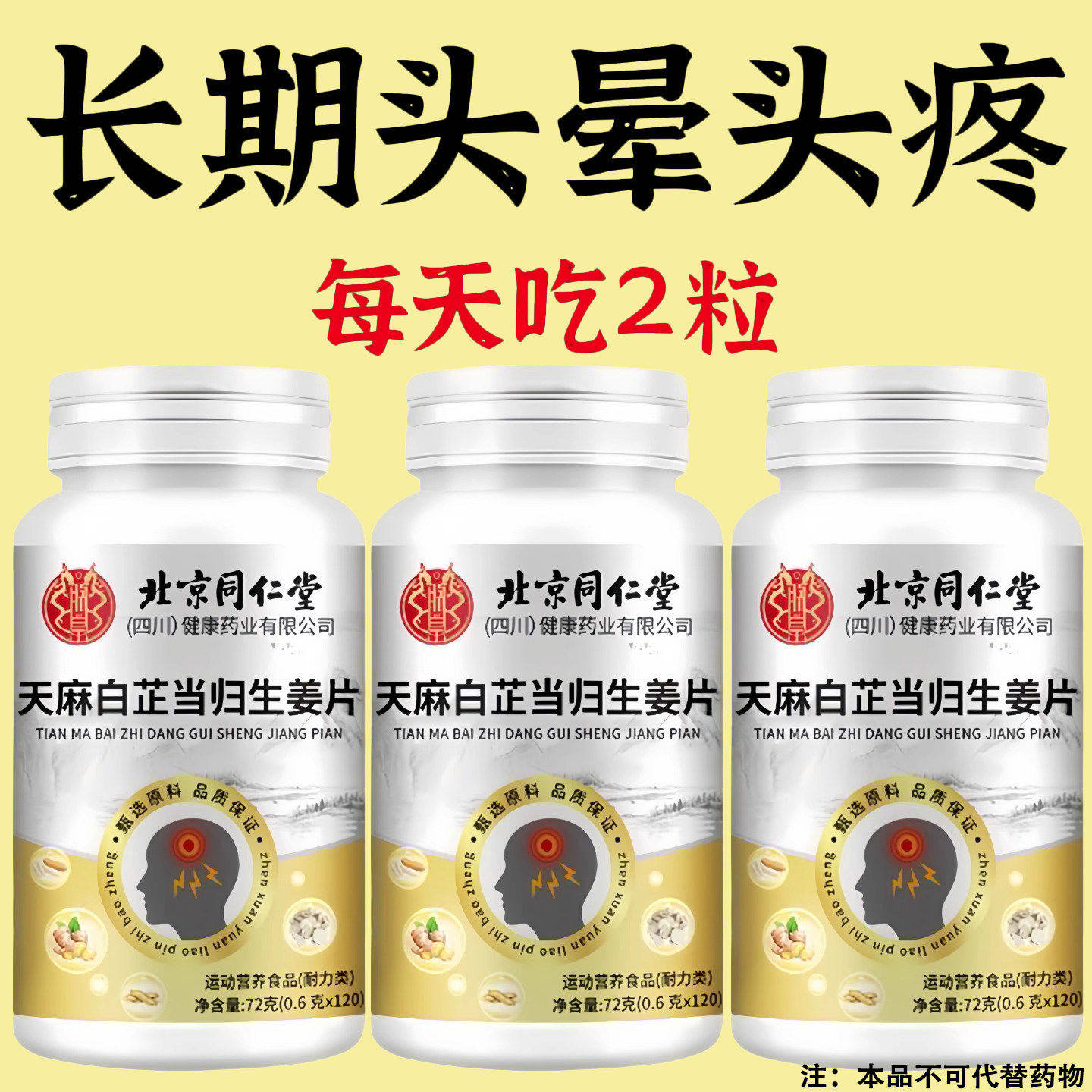 头昏恶心眩晕头疼反覆偏头痛神经性风寒胀痛天麻白芷当归生姜片