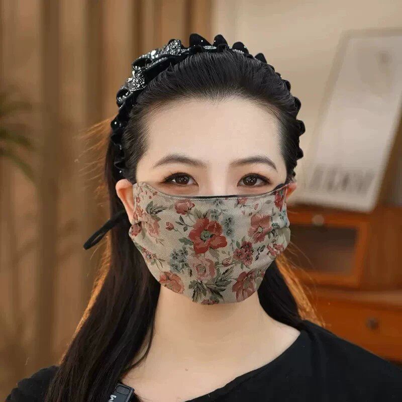 保暖口罩冬天防风防寒新款女士碎花加绒加厚面罩可水洗高颜值口罩
