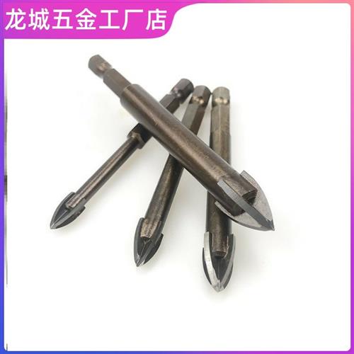 合金十字三角钻头玻璃瓷砖六角柄砖墙水泥陶瓷打孔开孔器6mm8mm]