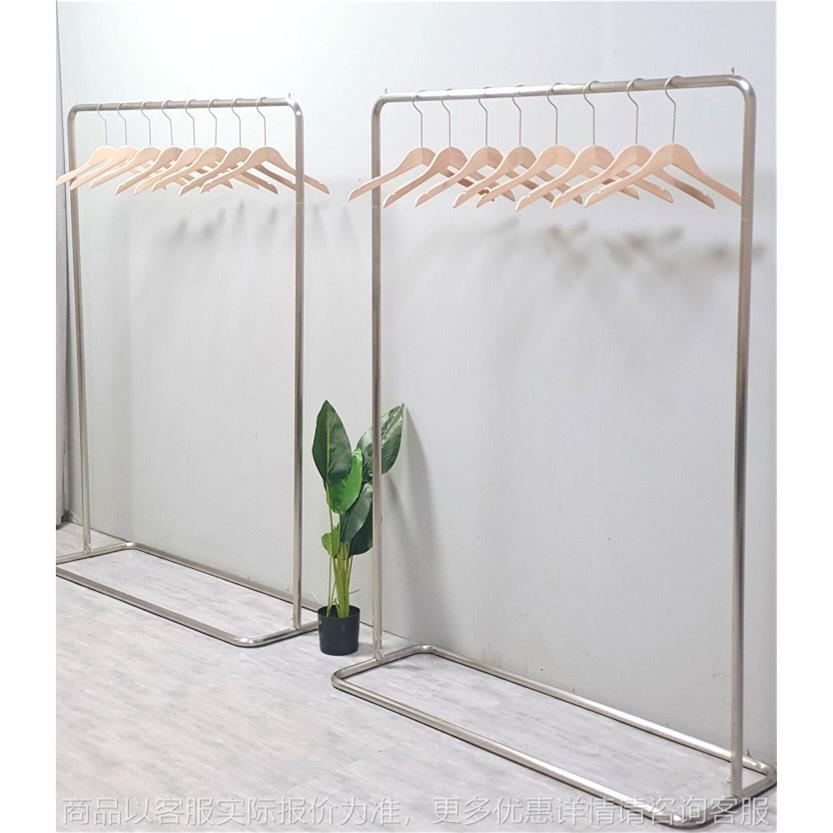 服装店挂衣架北欧不锈钢银色陈列货架女装店简约中岛落地式展示架