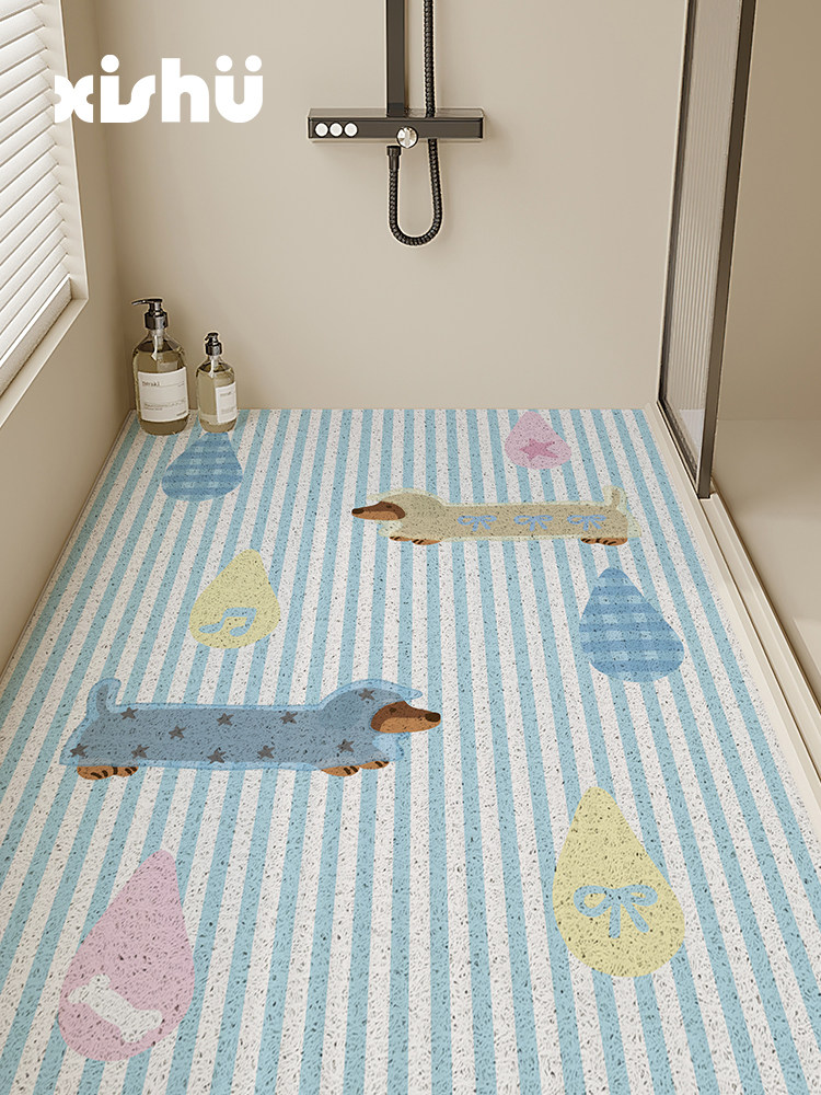 西树浴室防滑地垫老人儿童洗澡淋浴防水脚垫漏底丝圈可定制卫生间