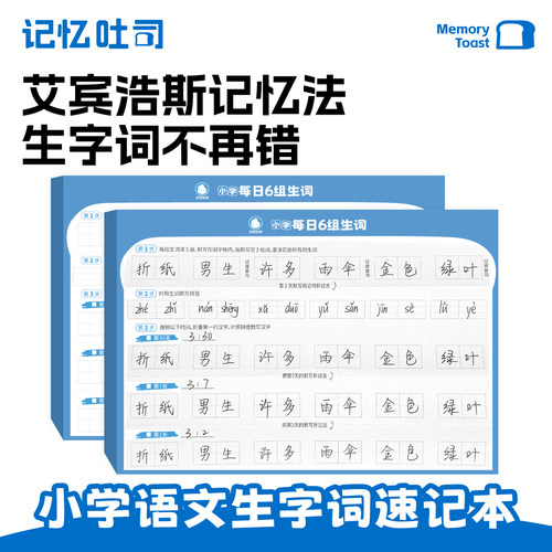 记忆吐司错词田字格默写本