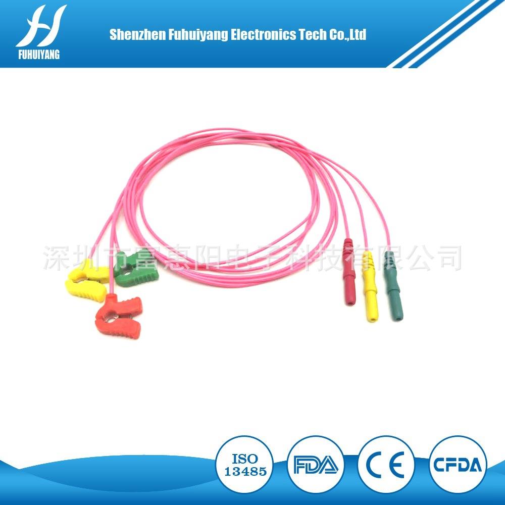 兼容holter动态三导新生儿夹子心电导联线DIN动态心电导联线