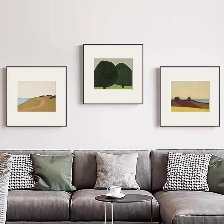 北欧海边风景艺术装饰画小众简约挂画现代方形组合卡纸画桌面摆画图片