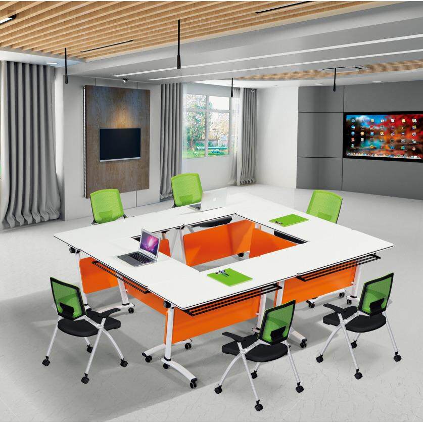 折叠培训桌椅组合折叠会议桌带轮可移动拼接翻板桌双人课桌长条桌