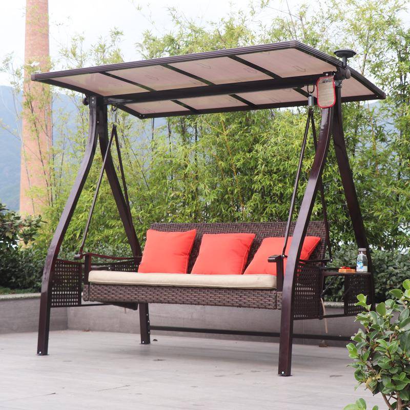 户外秋千编藤款铁艺庭院秋千摇椅露天阳台荡秋千椅室内外花园吊床