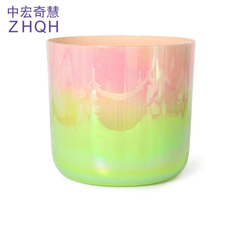 粉色绿色渐变水晶歌唱碗音乐钵瑜伽减压打击乐器愈合歌唱碗