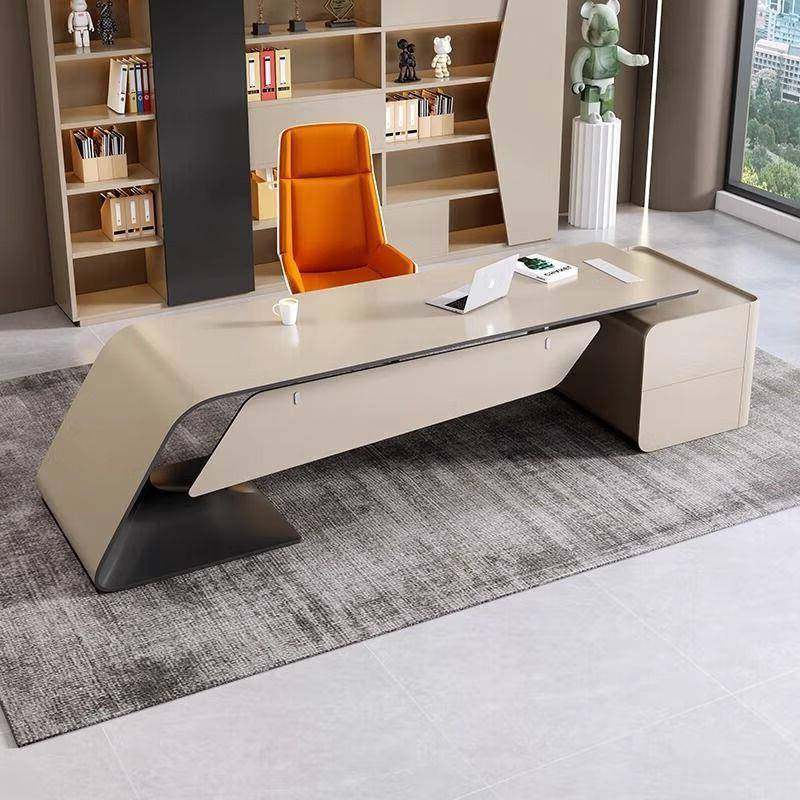 钢琴烤漆办公桌轻奢简约现代经理总管老板桌大班台总裁桌椅高级感