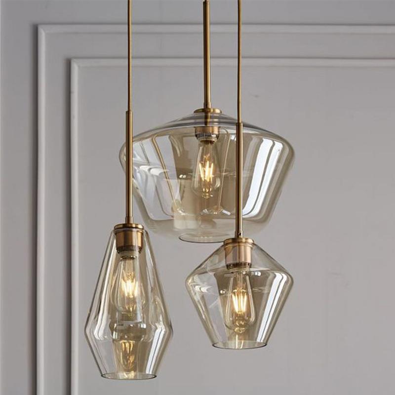 北欧菱形玻璃吊灯设计师轻奢艺术灯具餐厅灯样板间工业风创意个性