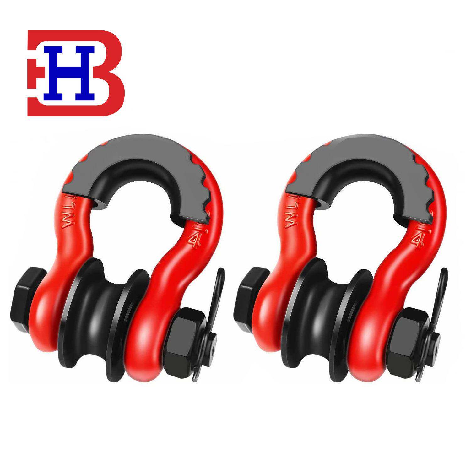 供应美式锻造越野车拖车卸扣喷塑滑轮卸扣3/4U型钩