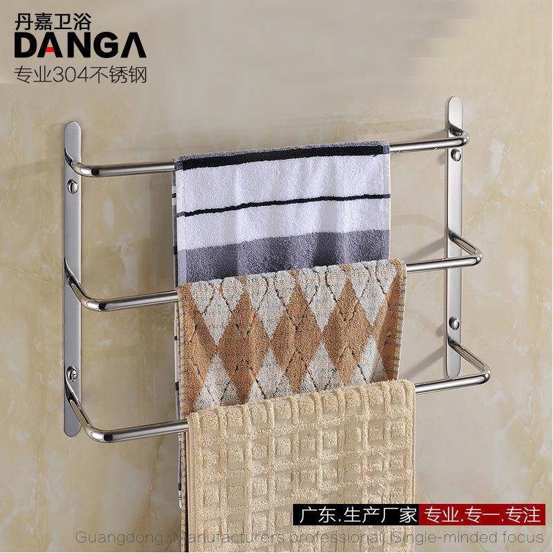 时尚简洁毛巾架多层毛巾杆畅销款304不锈钢直售圆角三层架Q4