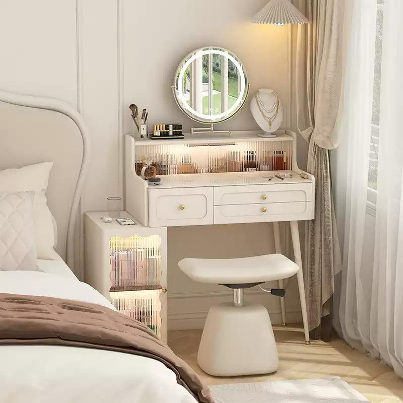 一件包邮化妆桌小型飘窗奶油风柜子简约飘窗梳妆台高低网红法式