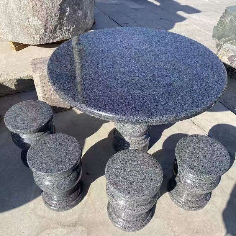 石桌石凳公园休闲桌椅庭院天然花岗岩仿古中式户外圆桌石凳子